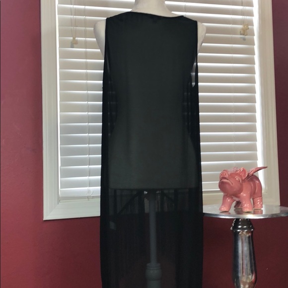 Naked Zebra Black chiffon “sweater”/ fringe trim. - Picture 4 of 6